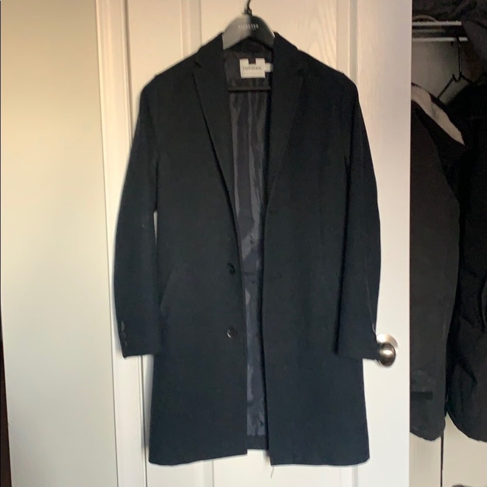 Topman wool overcoat navy. Size xs.